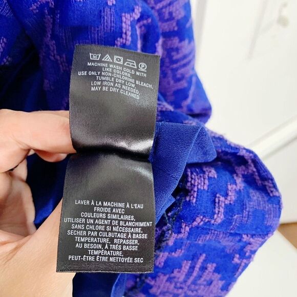 Anthropologie Maeve Women’s Blue & Purple Jacquard-Patterned Mini Dress Sz. 2 - Picture 11 of 12